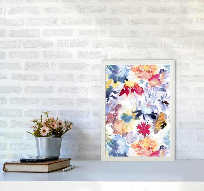 Watercolor Spring Memories Multicolored Abstract Art Print by Ninola Design A3 Oak Frame