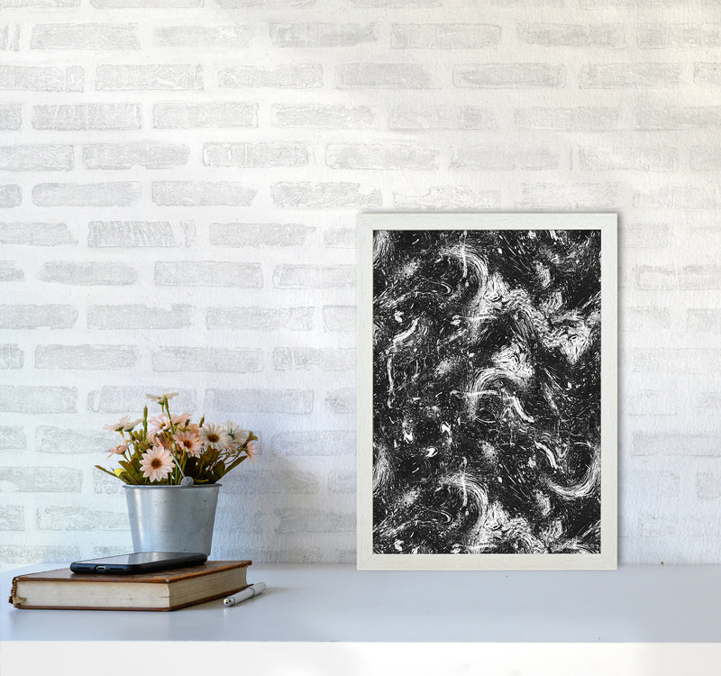 Abstract Dripping Painting Black White Abstract Art Print by Ninola Design A3 Oak Frame