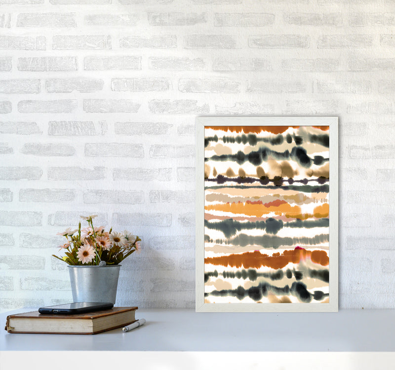 Soft Nautical Watercolor Lines Brown Abstract Art Print by Ninola Design A3 Oak Frame
