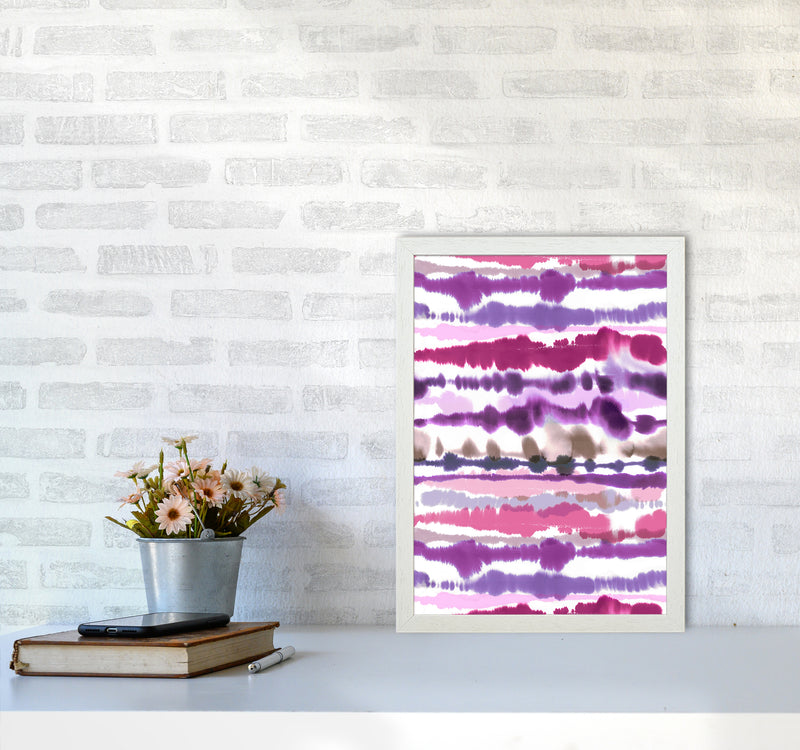 Soft Nautical Watercolor Lines Pink Abstract Art Print by Ninola Design A3 Oak Frame