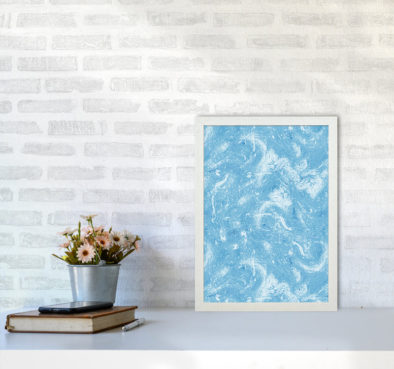 Abstract Dripping Painting Blue Abstract Art Print by Ninola Design A3 Oak Frame