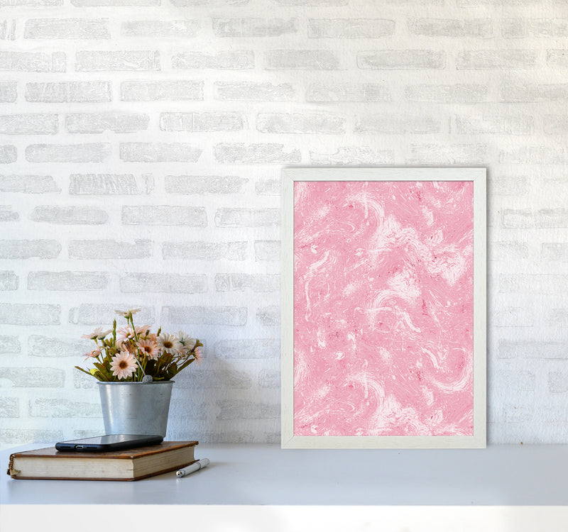 Abstract Dripping Painting Pink Abstract Art Print by Ninola Design A3 Oak Frame