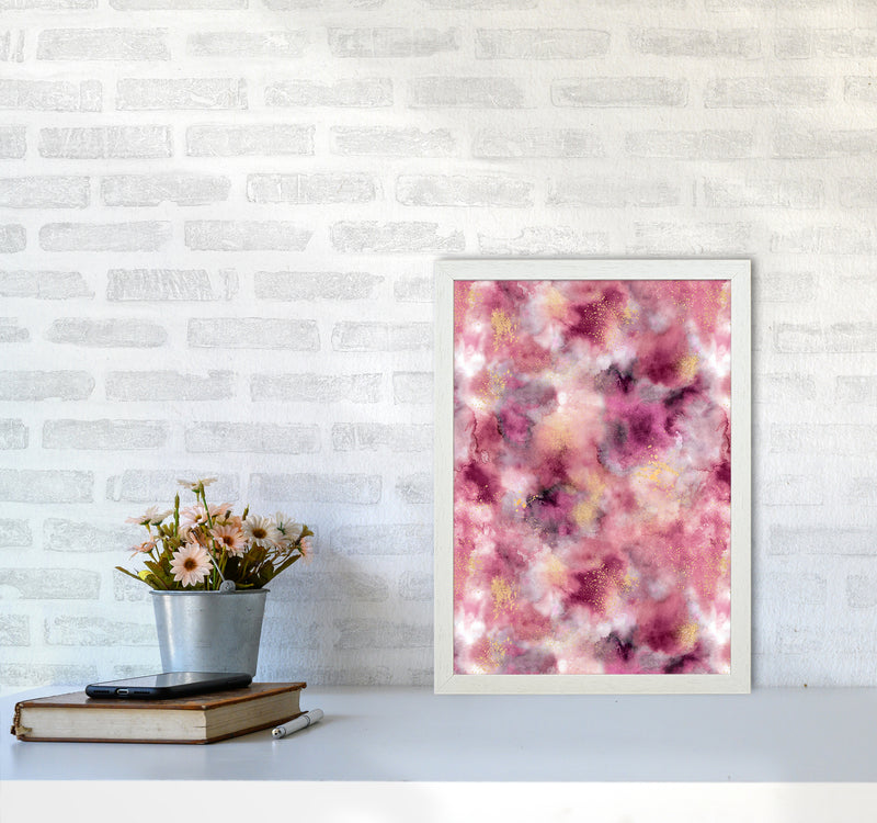 Smoky Marble Watercolor Pink Abstract Art Print by Ninola Design A3 Oak Frame