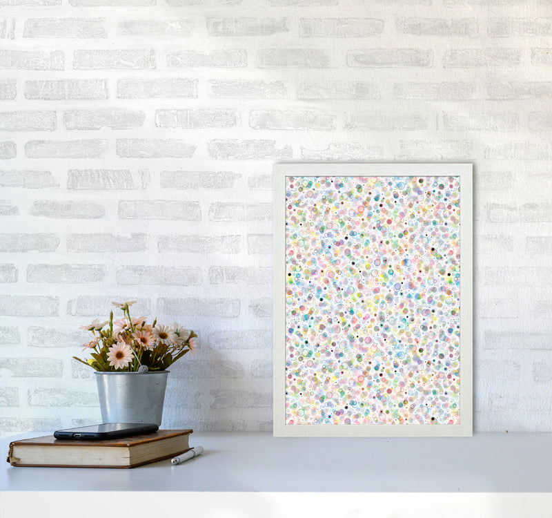 Cosmic Bubbles Multicolored Abstract Art Print by Ninola Design A3 Oak Frame