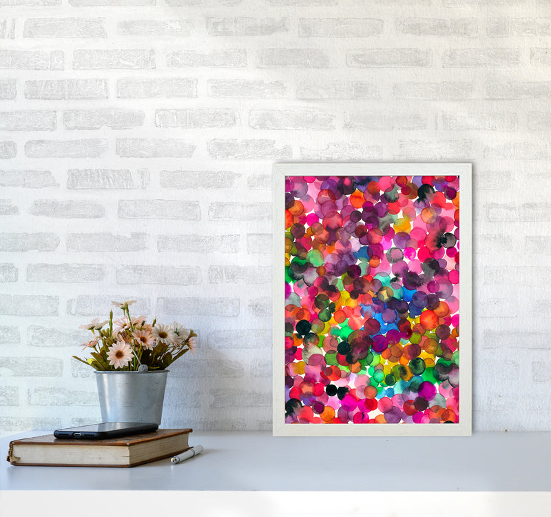 Overlapped Watercolor Dots Abstract Art Print by Ninola Design A3 Oak Frame