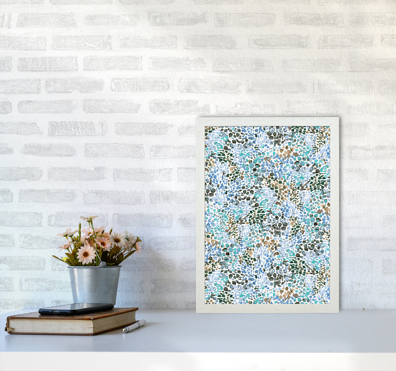 Speckled Watercolor Blue Abstract Art Print by Ninola Design A3 Oak Frame