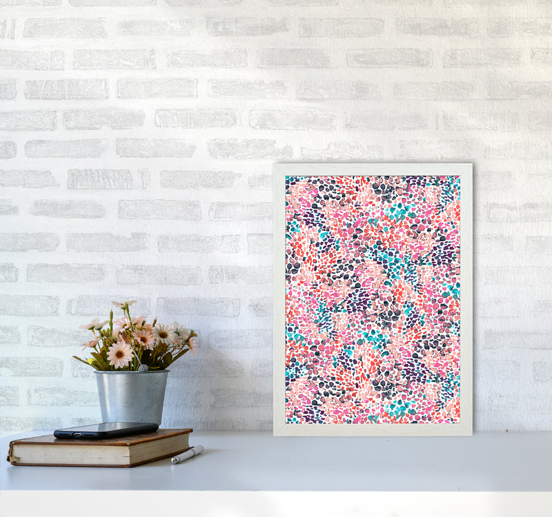 Speckled Watercolor Pink Abstract Art Print by Ninola Design A3 Oak Frame
