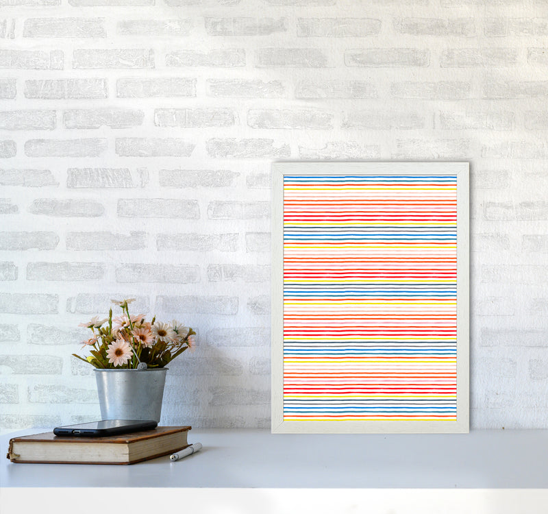 Marker Colorful Stripes Abstract Art Print by Ninola Design A3 Oak Frame