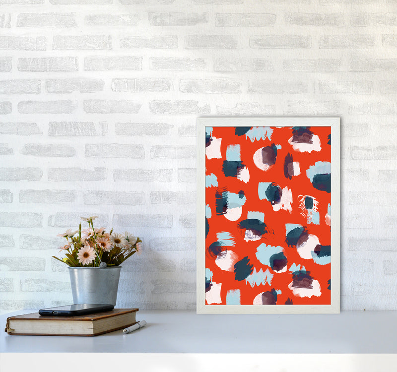 Abstract Stains Coral Abstract Art Print by Ninola Design A3 Oak Frame