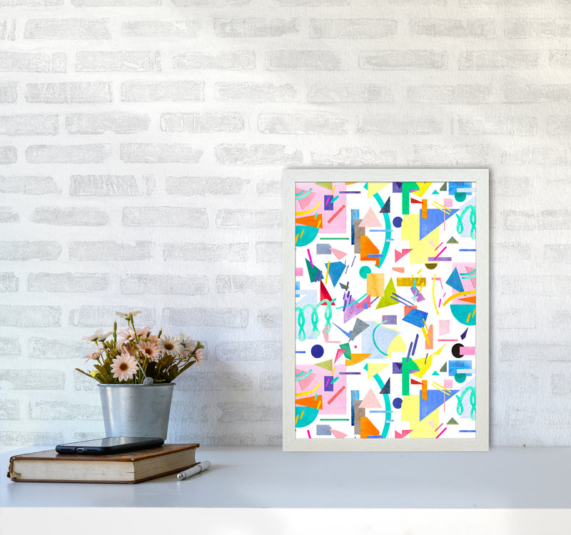 Geometric Collage Pop Abstract Art Print by Ninola Design A3 Oak Frame