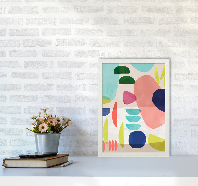 Organic Bold Shapes Abstract Art Print by Ninola Design A3 Oak Frame
