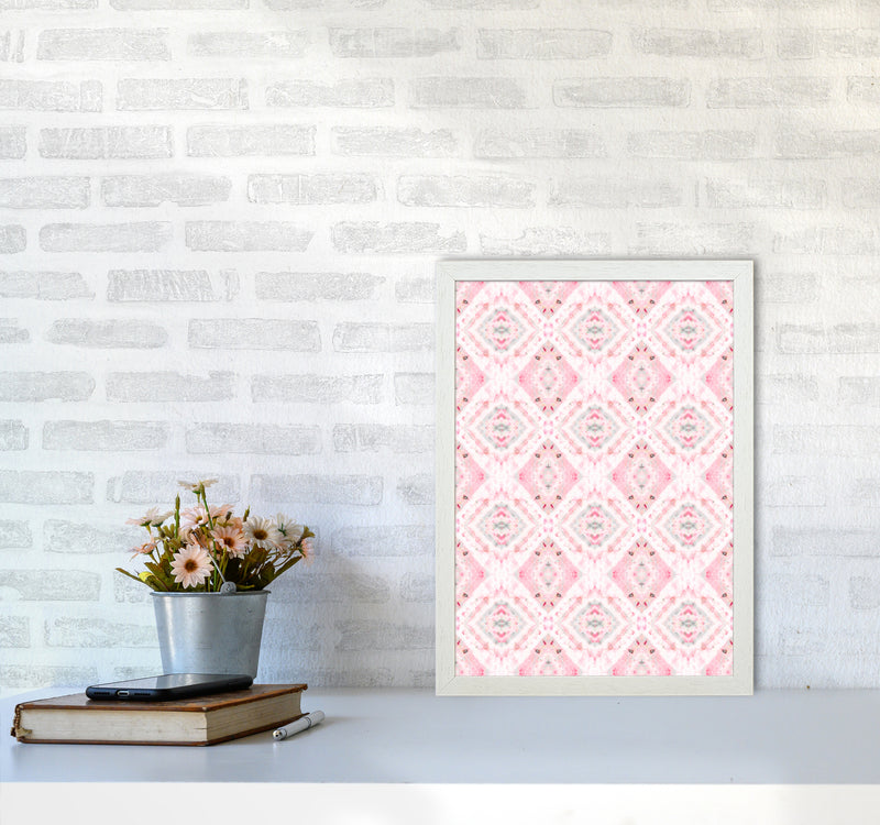 Boho Shibori Pink Abstract Art Print by Ninola Design A3 Oak Frame