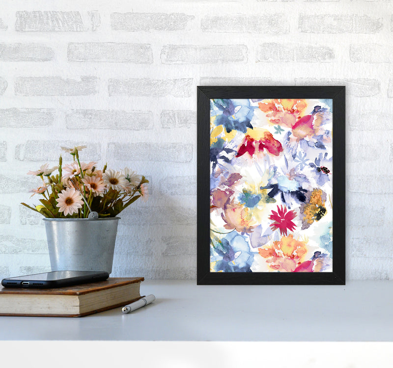 Watercolor Spring Memories Multicolored Abstract Art Print by Ninola Design A4 White Frame