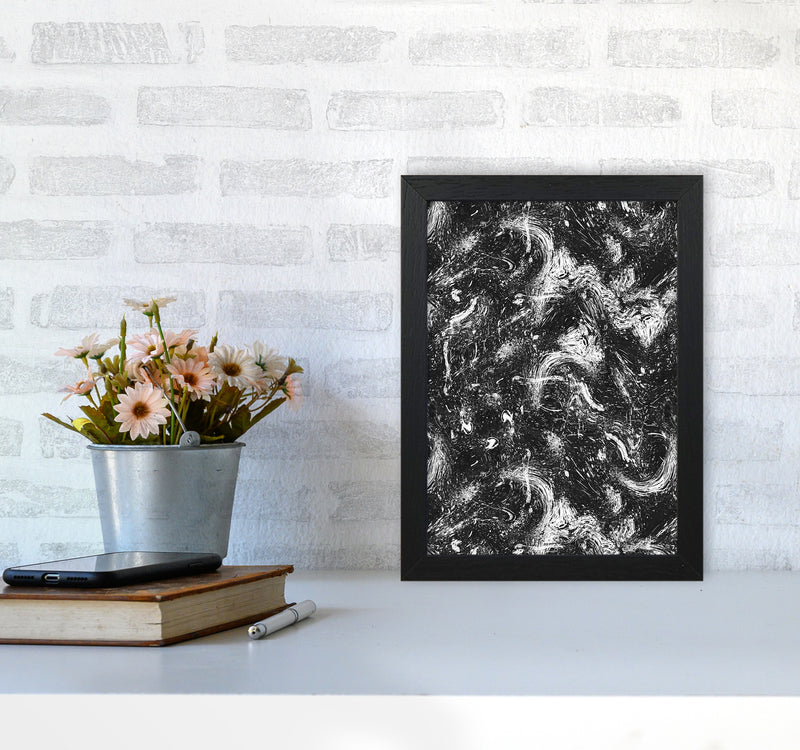 Abstract Dripping Painting Black White Abstract Art Print by Ninola Design A4 White Frame