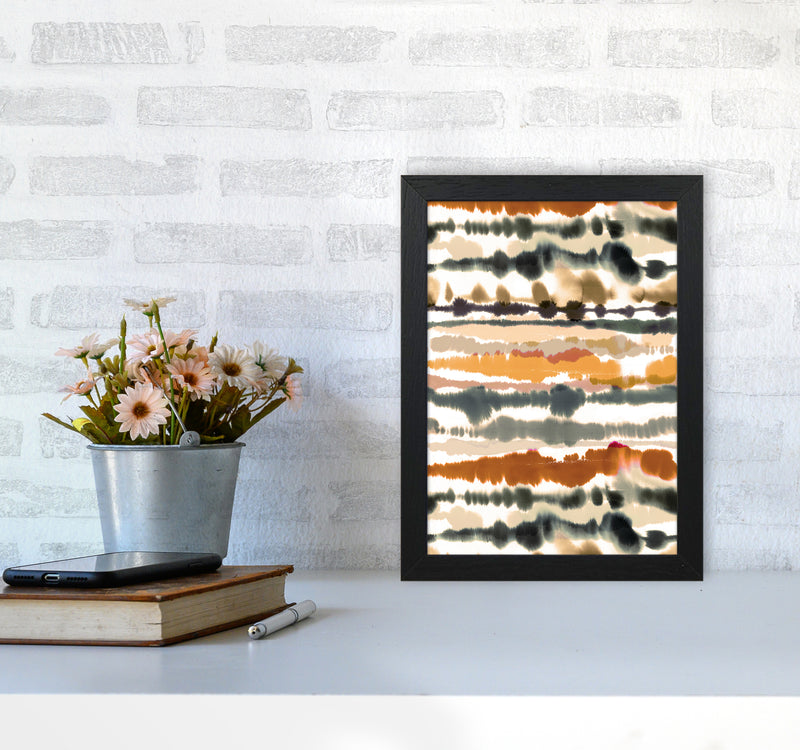 Soft Nautical Watercolor Lines Brown Abstract Art Print by Ninola Design A4 White Frame