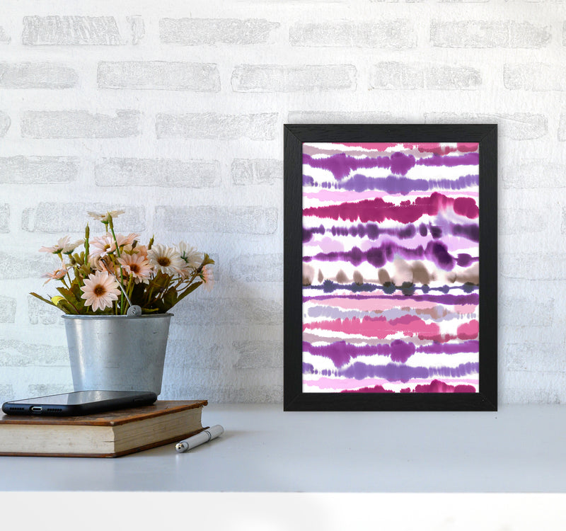 Soft Nautical Watercolor Lines Pink Abstract Art Print by Ninola Design A4 White Frame