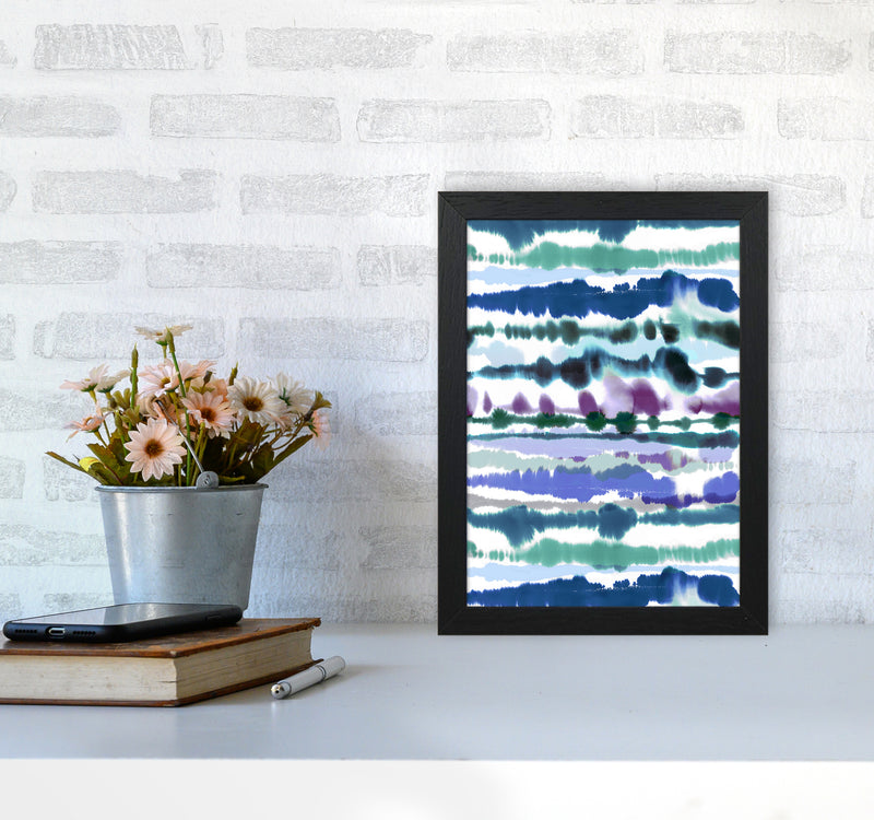 Soft Nautical Watercolor Lines blue Abstract Art Print by Ninola Design A4 White Frame