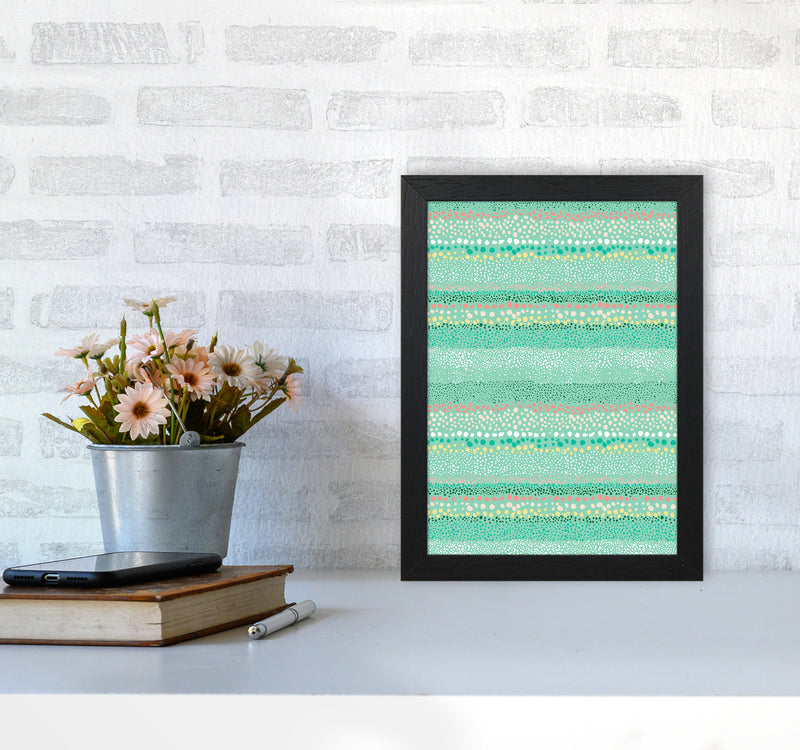 Little Textured Minimal Dots Green Abstract Art Print by Ninola Design A4 White Frame