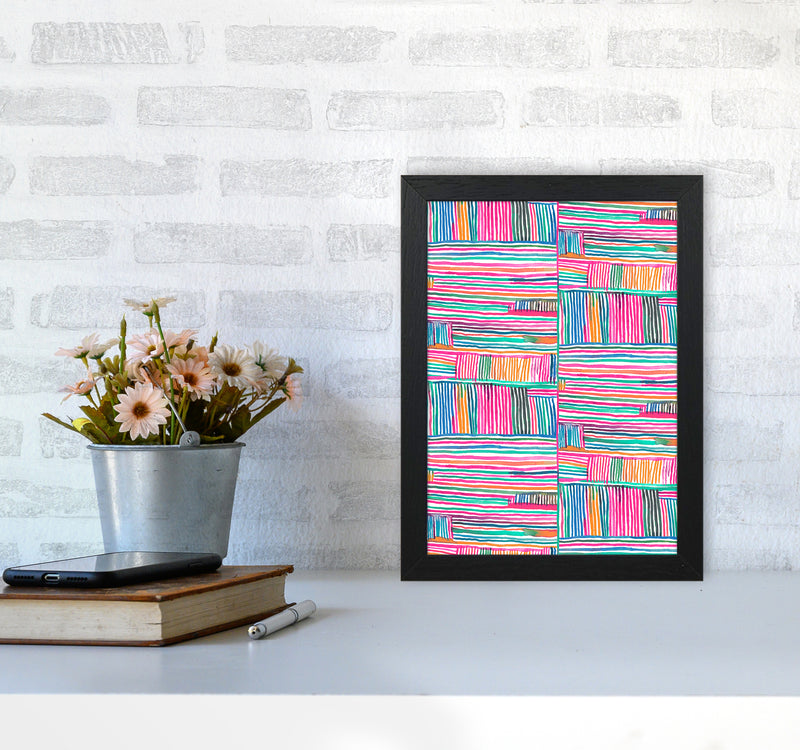 Watercolor Linear Meditation Pink Abstract Art Print by Ninola Design A4 White Frame