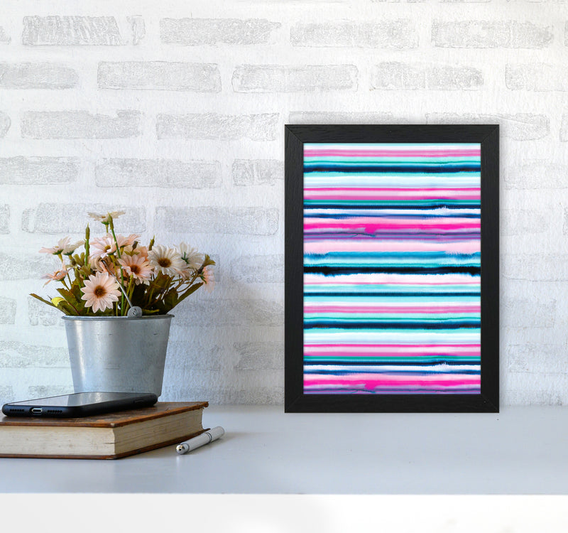 Degrade Stripes Watercolor Pink Abstract Art Print by Ninola Design A4 White Frame