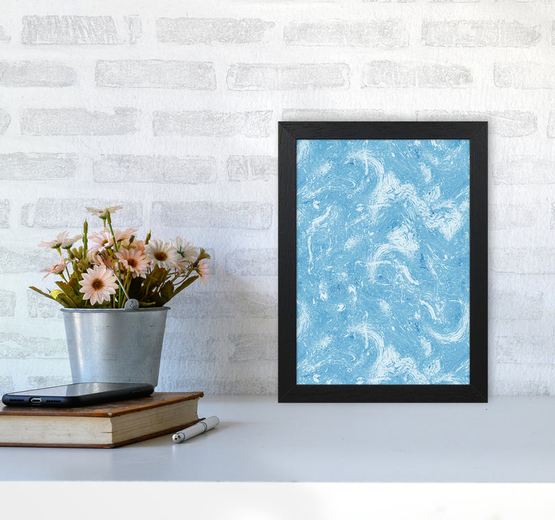Abstract Dripping Painting Blue Abstract Art Print by Ninola Design A4 White Frame