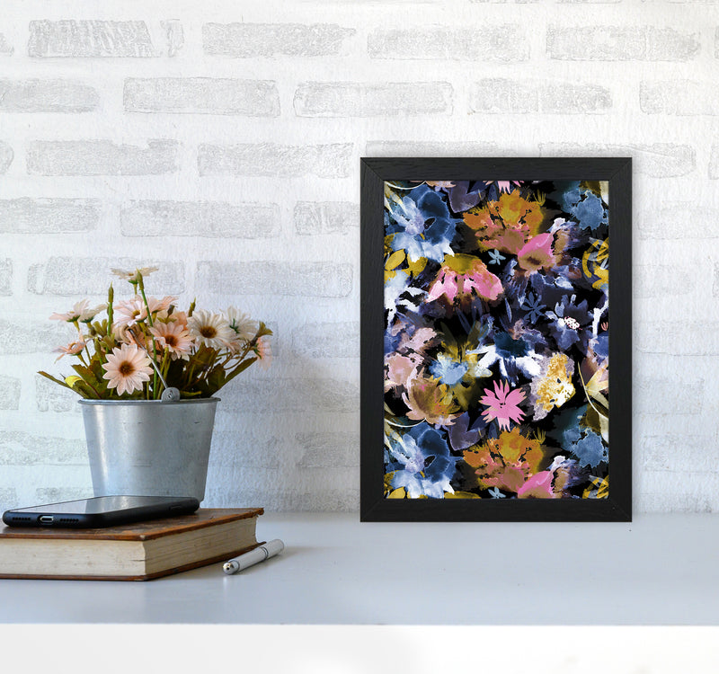 Watercolor Sring Memories Black Abstract Art Print by Ninola Design A4 White Frame