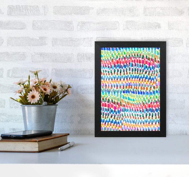 Artsy Strokes Stripes Colorful Abstract Art Print by Ninola Design A4 White Frame