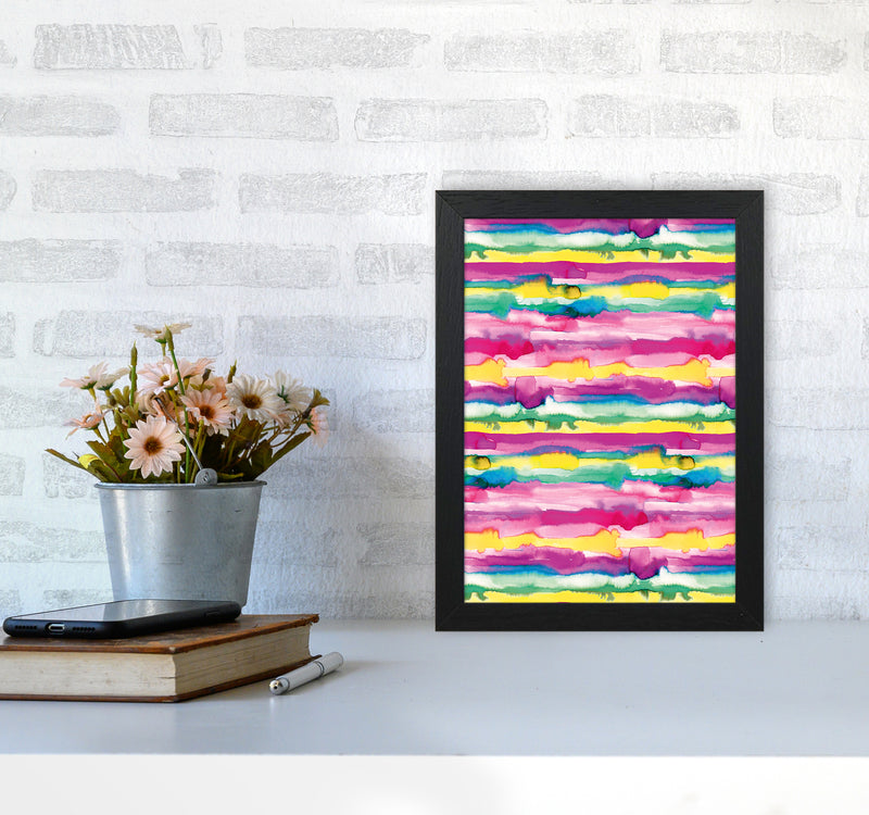 Gradient Tropical Color Lines Abstract Art Print by Ninola Design A4 White Frame