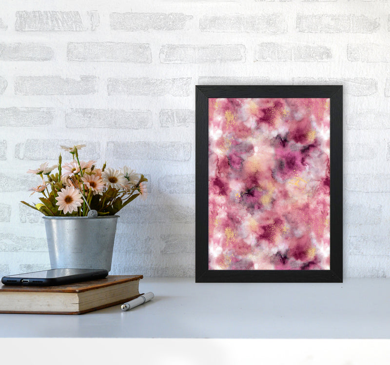 Smoky Marble Watercolor Pink Abstract Art Print by Ninola Design A4 White Frame