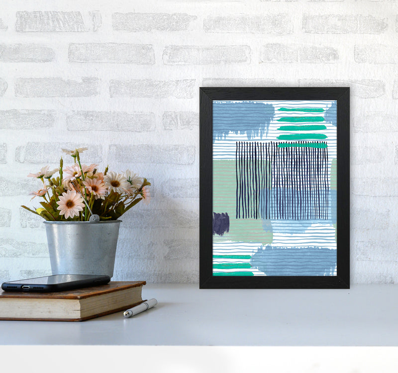 Abstract Striped Geo Green Abstract Art Print by Ninola Design A4 White Frame