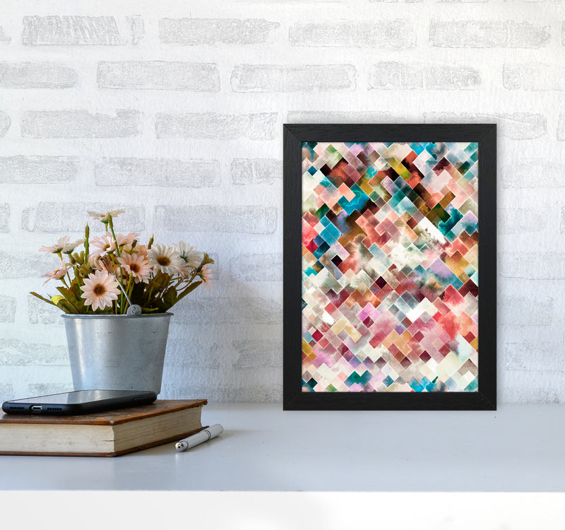 Moody Geometry Multi White Abstract Art Print by Ninola Design A4 White Frame