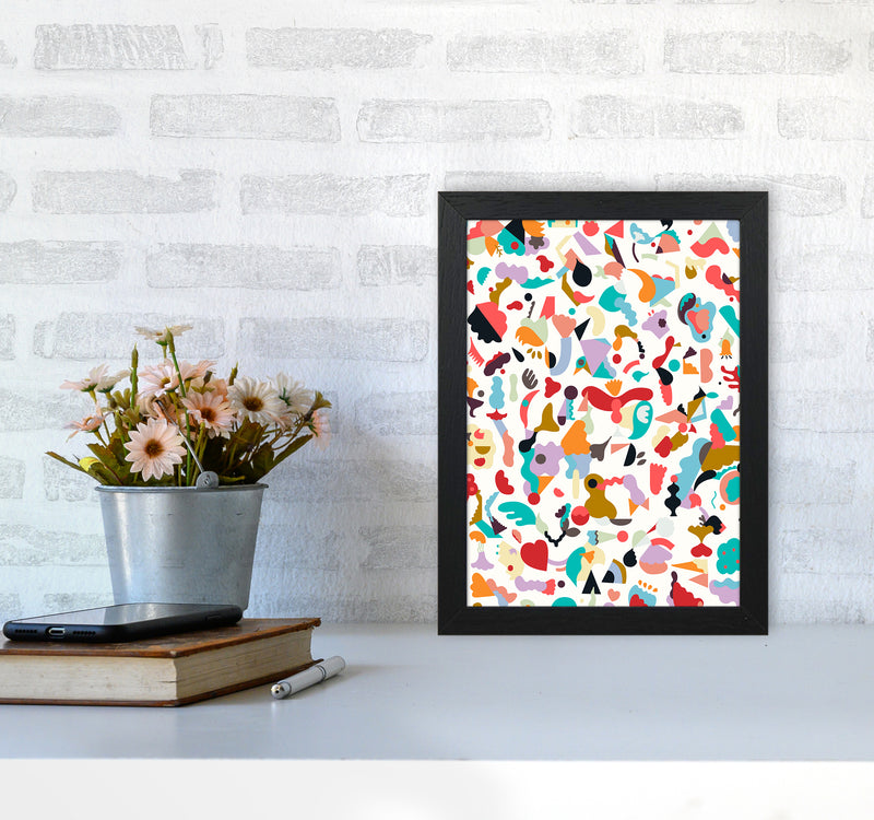 Dreamy Animal Shapes White Abstract Art Print by Ninola Design A4 White Frame