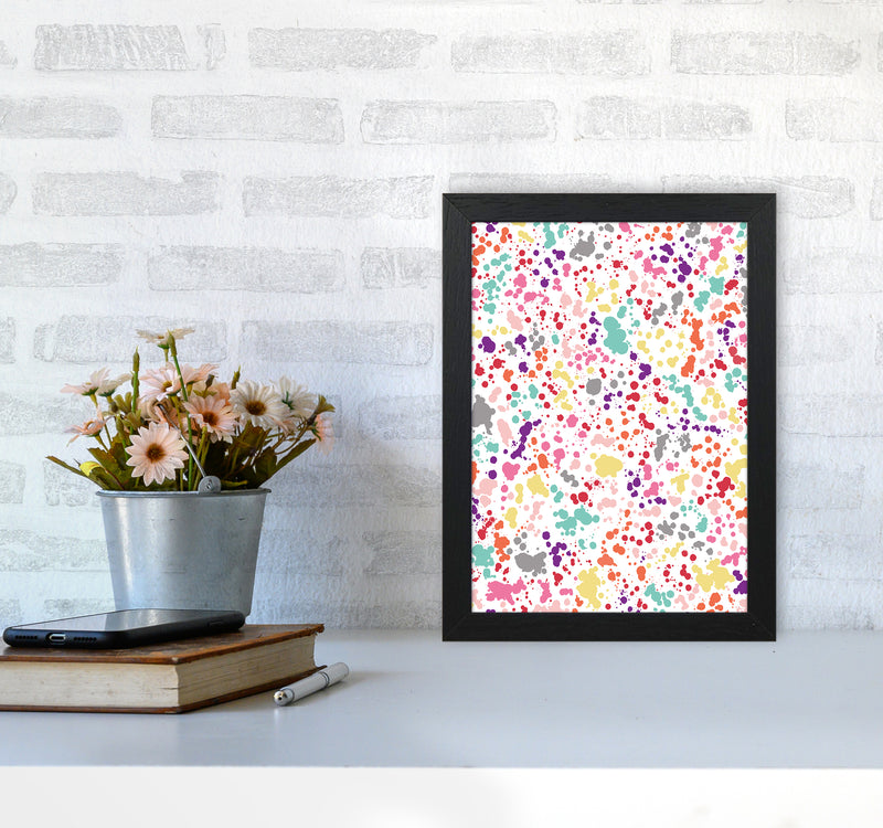 Splatter Dots Multicolored Abstract Art Print by Ninola Design A4 White Frame