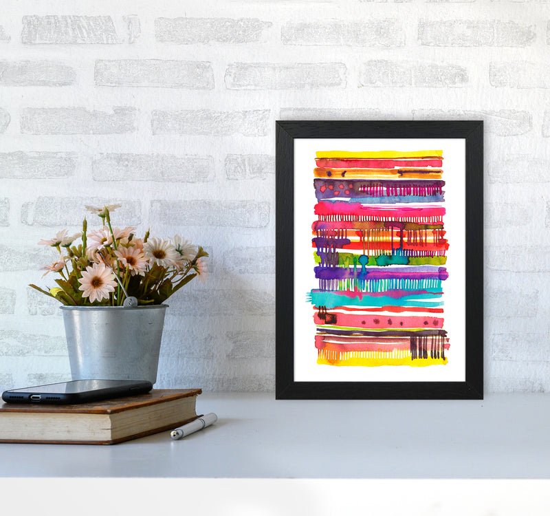 Irregular Watercolor Lines Abstract Art Print by Ninola Design A4 White Frame