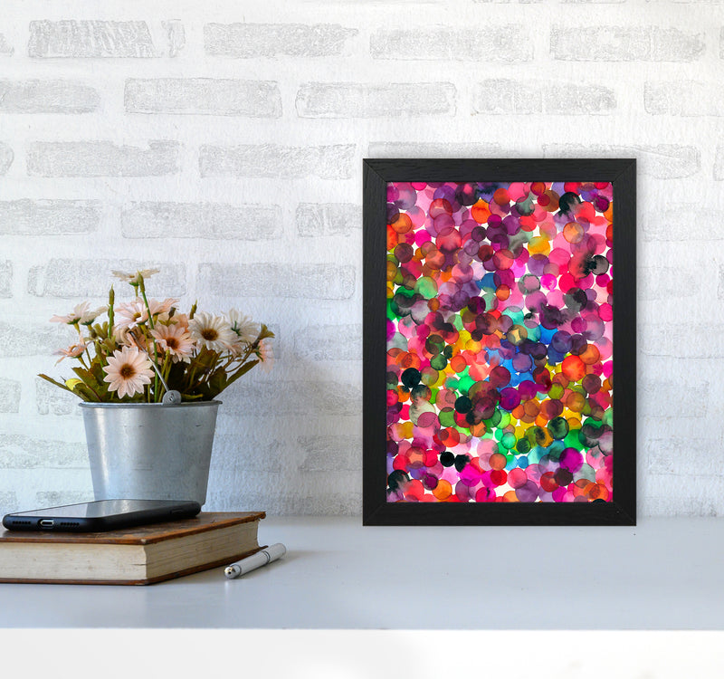 Overlapped Watercolor Dots Abstract Art Print by Ninola Design A4 White Frame