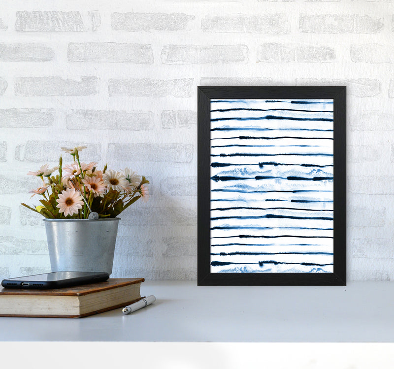 Electric Ink Lines White Abstract Art Print by Ninola Design A4 White Frame