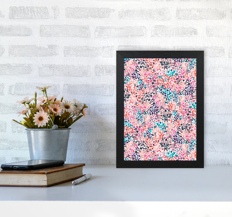 Speckled Watercolor Pink Abstract Art Print by Ninola Design A4 White Frame