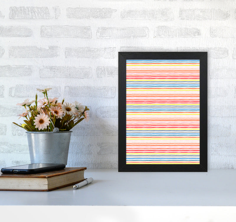 Marker Colorful Stripes Abstract Art Print by Ninola Design A4 White Frame