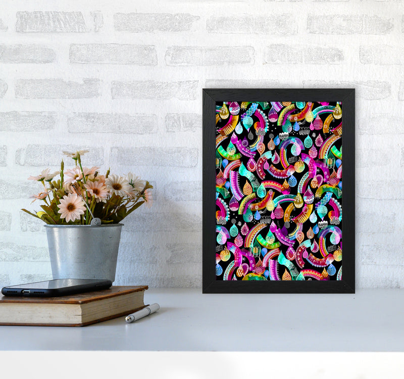 Rainbow Lace Neon Kids Abstract Art Print by Ninola Design A4 White Frame