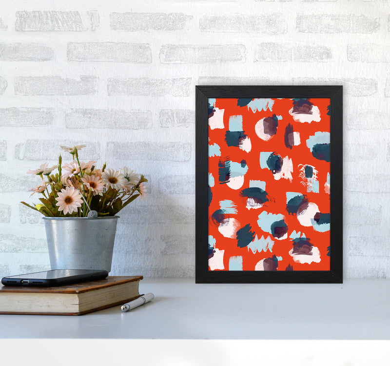 Abstract Stains Coral Abstract Art Print by Ninola Design A4 White Frame
