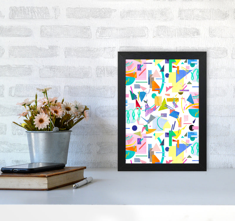 Geometric Collage Pop Abstract Art Print by Ninola Design A4 White Frame