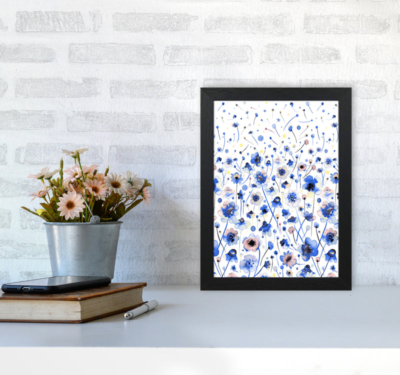 Ink Flowers Degraded Abstract Art Print by Ninola Design A4 White Frame