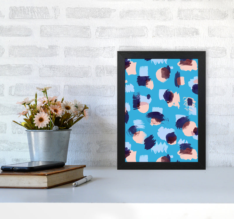 Abstract Stains Blue Abstract Art Print by Ninola Design A4 White Frame