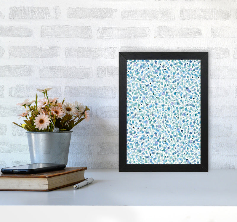 Cosmic Bubbles Blue Abstract Art Print by Ninola Design A4 White Frame