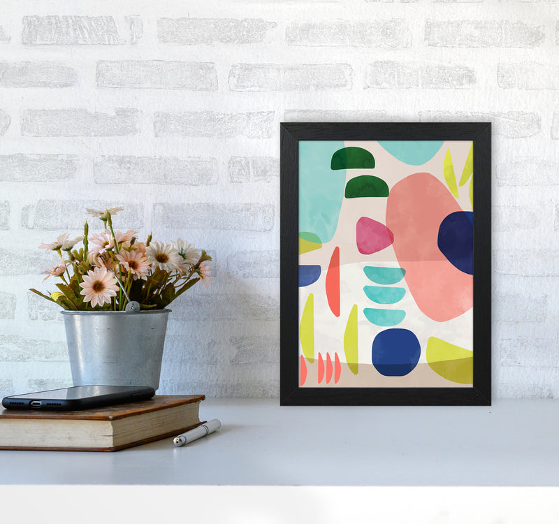 Organic Bold Shapes Abstract Art Print by Ninola Design A4 White Frame