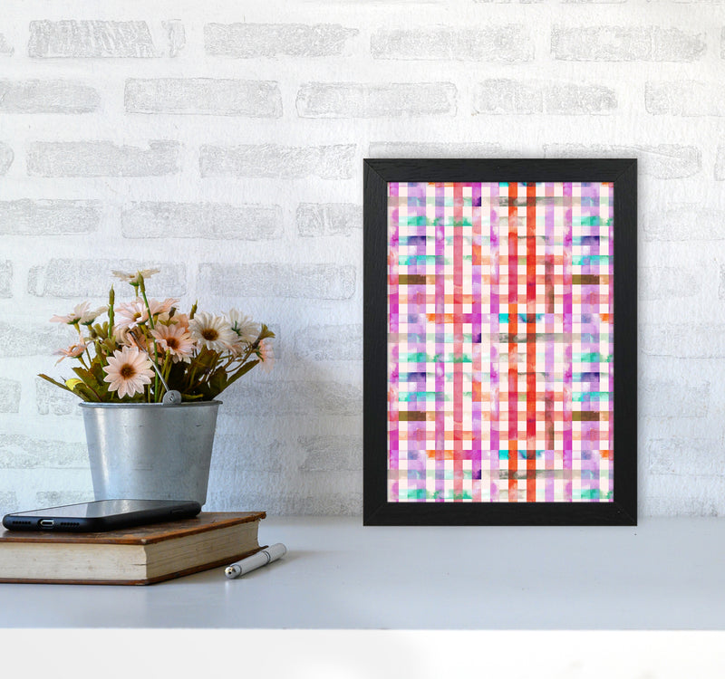Gingham Vichy Pink Abstract Art Print by Ninola Design A4 White Frame