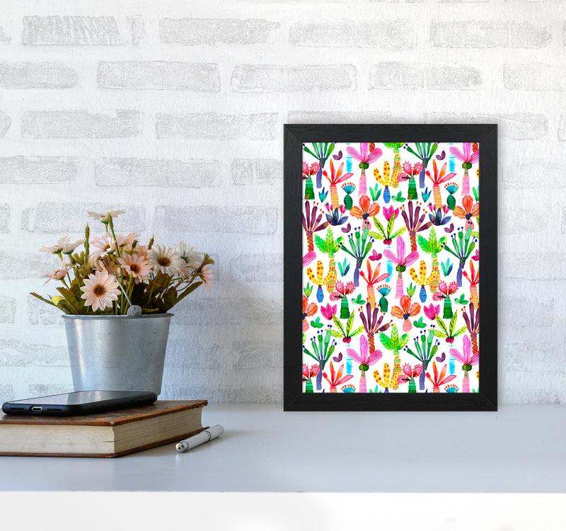 Palms Kids Garden Abstract Art Print by Ninola Design A4 White Frame
