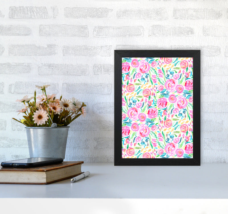 Spring Days Pink Abstract Art Print by Ninola Design A4 White Frame