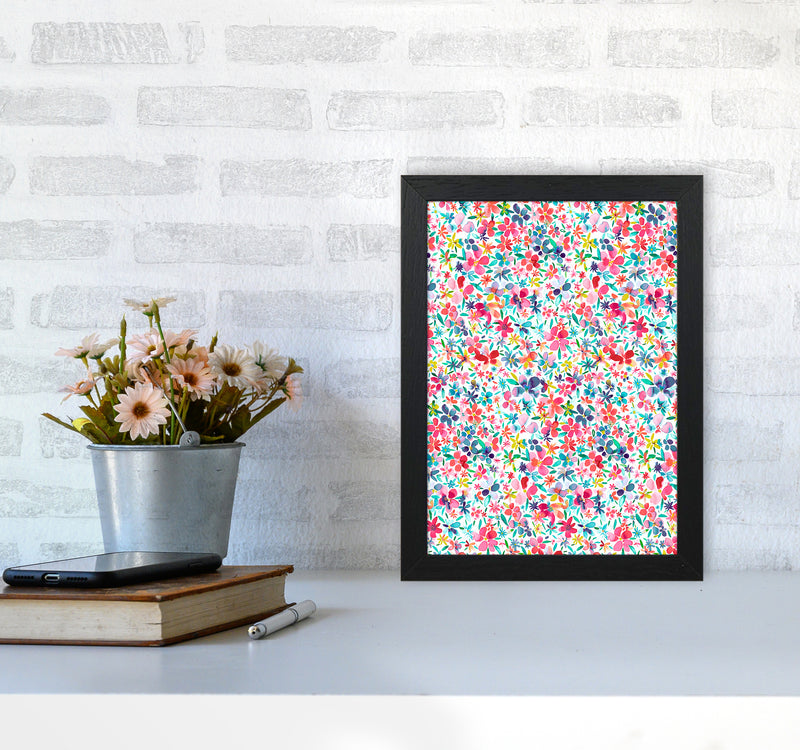 Colorful Petals Abstract Art Print by Ninola Design A4 White Frame