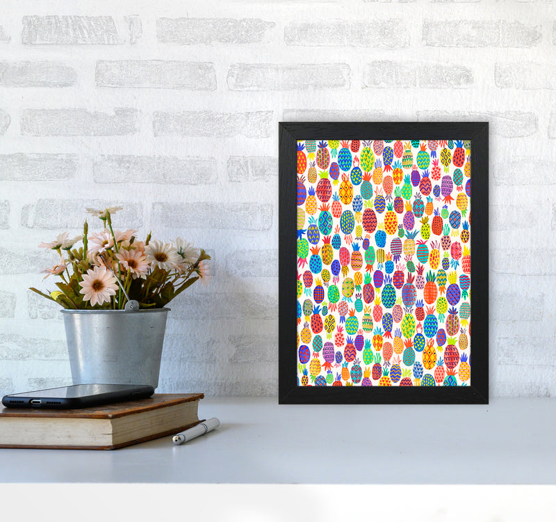 Cute Pineapples Abstract Art Print by Ninola Design A4 White Frame